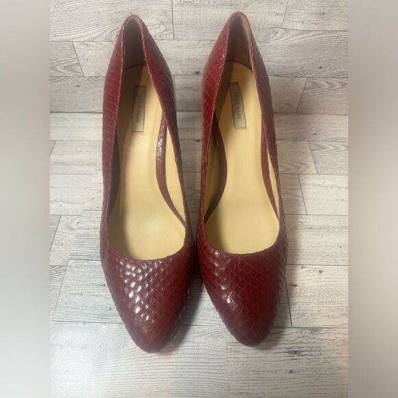 Cole Haan Burgundy snake print heels size 9b main image 3